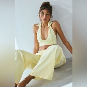 Cable Seamless Knit Halter Bra Top